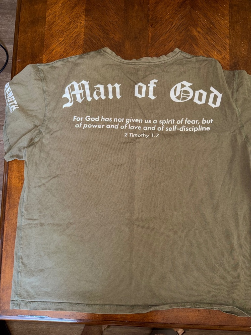 HolStrength Man of God 2 Timothy 1:7 Christian Gym T-Shirt Olive 3XL
